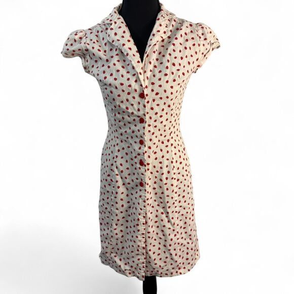 Cherry Sue S Vintage 1940s Strawberry Print Button Down Dress. - Picture 2 of 7